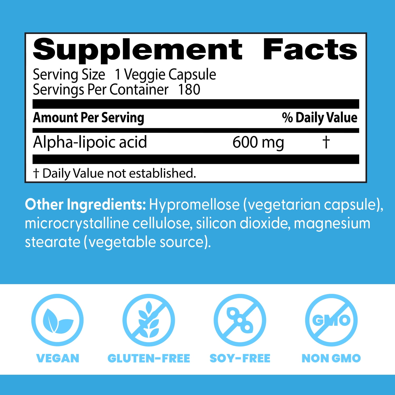 Doctor's Best Alpha-Lipoic Acid 600, Supports Antioxidant Function & Glycemic Balance, 600mg, 180 Veggie Caps
