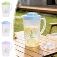 thumbnail image 7 of Plastic Water Pitcher,Orchid Pattern Clear Jug With Lid Large Capacity Cold Drink Container for Lemonade,Iced Tea,Milk And Beverage,6.69x8.86 Inch,Green, 7 of 7