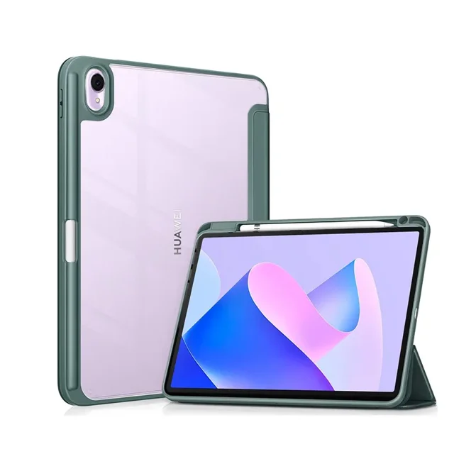 For Huawei MatePad 11 2023 Transparent Back Tablet Cover Funda For MatePad 11 DBR-W00 DBR-W10 11 Inch Pencil Holder Cases Dark Green For MatePad 11 2023