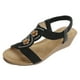thumbnail image 1 of Sandalias de cuña para mujer Sandalias elásticas con correa en el tobillo Moda simple para la playa de verano, 1 of 7