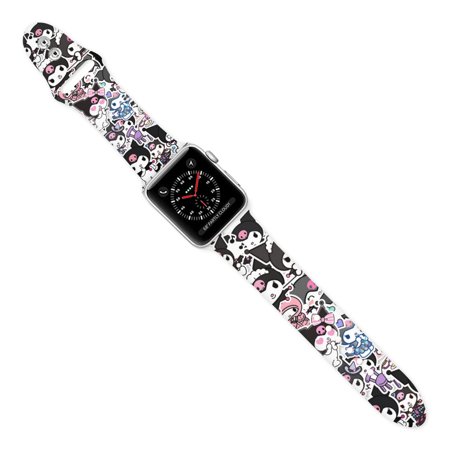 Sanrio Kuromi Watch Band Compatible with Apple Watch Double Buckle Watch Band 38mm 40mm 42mm 44mm Adjustable Replaceable Soft Silicone Wristband for Iwatch Ultra Series