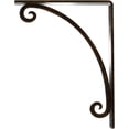 thumbnail image 4 of Ekena Millwork 1 1/2"W x 7 1/2"D x 10"H Legacy Wrought Iron Bracket, (Single center brace), Antiqued Brass, 4 of 8