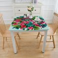 thumbnail image 3 of BANET Home Fashions Tropical Forest Flowers and Pink Flamingos Vinyl Flannel Back Tablecloth ( Square) White, 3 of 7