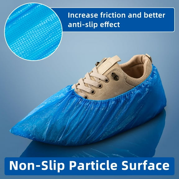 Shoe Covers Disposable Non Slip - 100 Pack (50 Pairs) Premium Waterproof and Recyclable Shoe Booties Protector Covers for Indoors, Fits Up To 11 US Men and 13 US Women Size, Travel Essentials