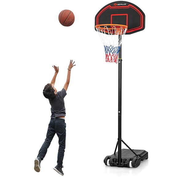 Costway Panier de Basketball pour Enfants Ajustable avec Filet Robuste, Panneau Arrière et Roue Incassables