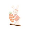 thumbnail image 4 of Adorno de escritorio de madera con forma de conejo de Pascua, regalo exquisito, decoración para el aula y el hogar. Sosteniendo Zanahoria, 4 of 9
