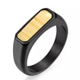 thumbnail image 2 of 3.9mm Wood Inlay Band Men Women's Stainless Steel Black/Gold/Silver Ring Sz 7-12, 2 of 7