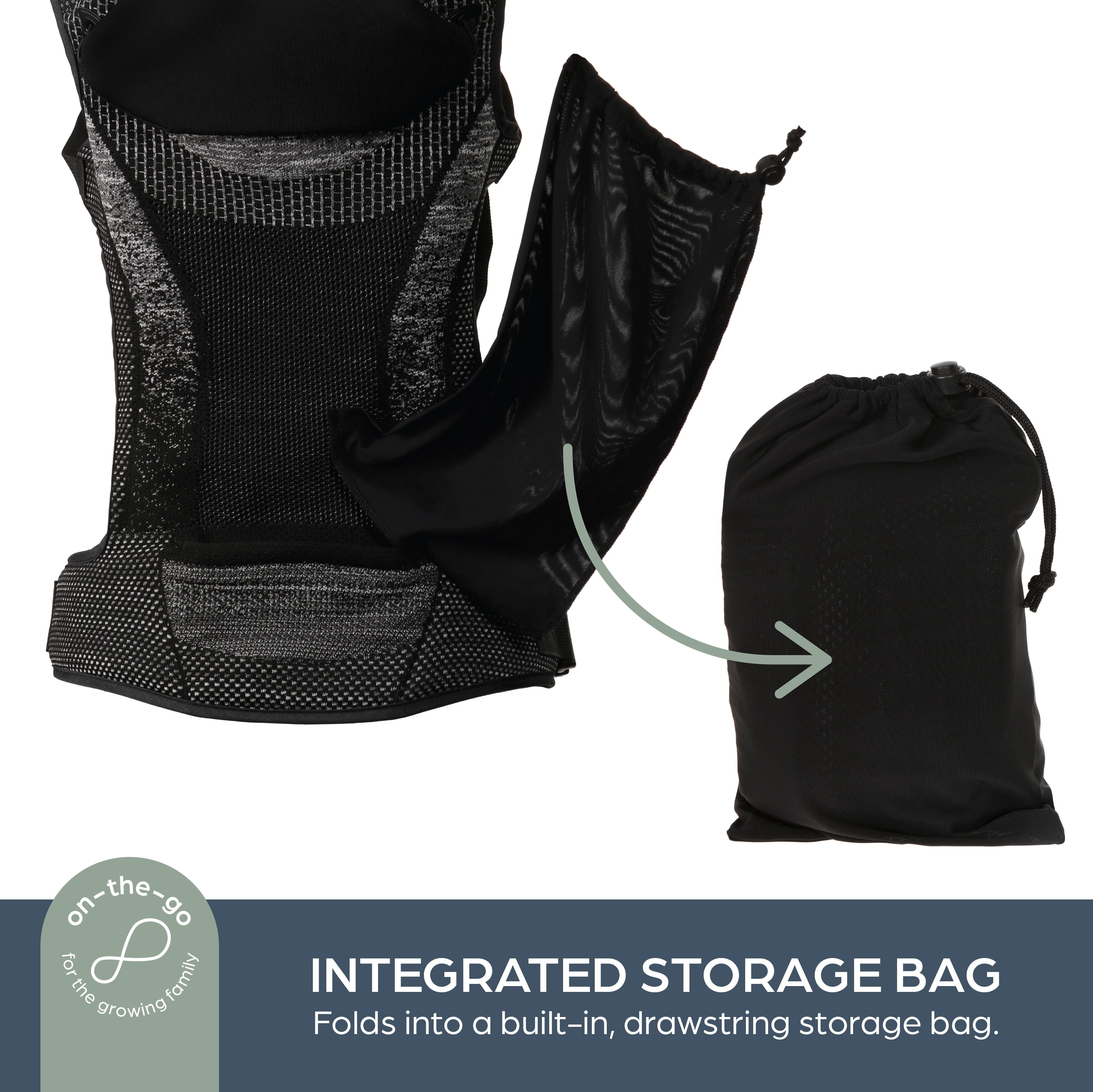 Dreambaby Inspire 3-Position Baby Carrier Newborn to Toddler, 8-33lb Front & Backpack Style Infant Carrier, Knit Fabric, Head Support, Storage Bag