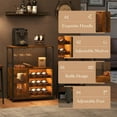 thumbnail image 4 of 3-Tier Wine Bar Cabinet with LED Detachable Wine Rack and Storage Space, Buffet Cabinet with Glass Holder and Mesh Door, for Kitchen, Living Room and Bar, 4 of 6