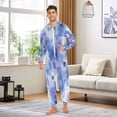 thumbnail image 5 of 1 Piece Adult Onesie Pajamas Cozy & Loose-Fit Sleepsuit Loungewear with Pockets Blue Squares and Shapes Small, 5 of 7