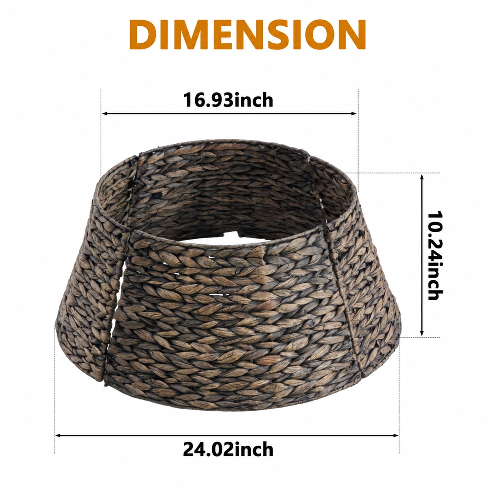 Alvantor Christmas Tree Collar, Woven Rattan Stand Cover with Cord Port, Black 24IN