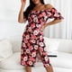 thumbnail image 4 of Elasticidad para las mujeres verano estampado tubo Tops Casual Sexy fuera del hombro Split vestido de vacaciones Pompotops ghjkhdj18207, 4 of 7