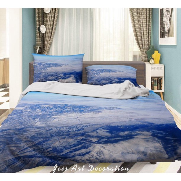 3D Cielo Montaña Naturaleza Paisaje Funda nórdica Set Ropa de cama Set Funda nórdica