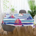 thumbnail image 3 of Yayeee Tablecloths 60" x 90" Rectangle Wrinkle Resistant Party Table Cover, Blue Hand Drawn Sailboats, 3 of 8