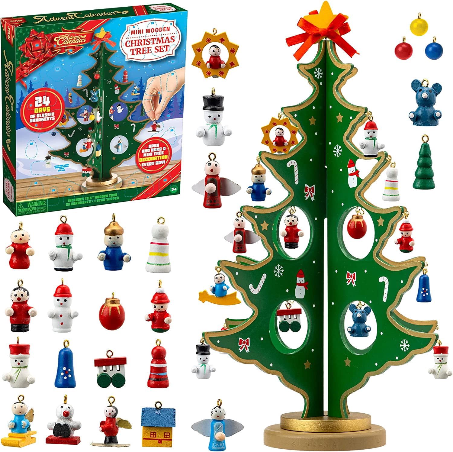 lokkom-christmas-24-days-countdown-advent-calendar-with-a-tabletop-wooden-christmas-tree-and-28-ornaments-snowman-santa-decorations-for-boys-girls-and-kids-party-favors-classroom-prizes-xmas-gift-walmart-com