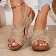 thumbnail image 4 of CYMMPU Women's Cutout Slingback Wedge Sandals, Open Toe Platform Slip On Shoes, Breathable Lightweight Summer Daily Footwear Khaki 43, 4 of 9