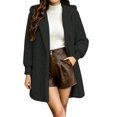 thumbnail image 2 of Women's Hooded Cardigan Jacket Long Loose Open Front Fleece Coat Fall Winter Cable Knit Causal Jacket, XL, 2 of 6