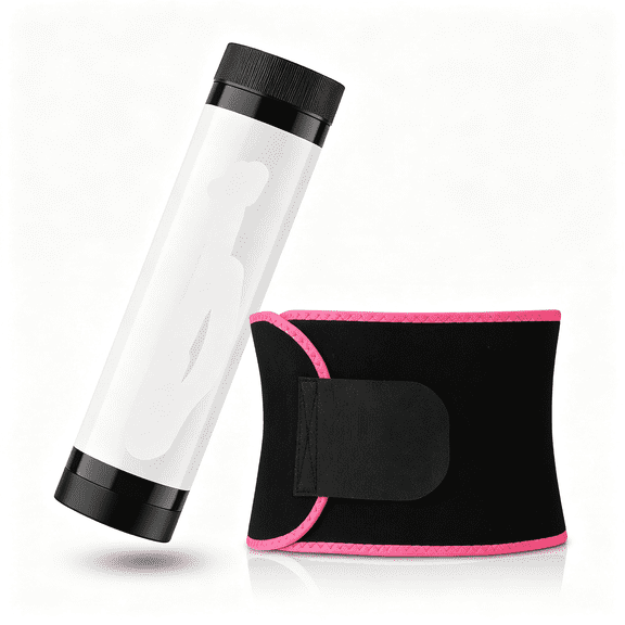 OQRKI Sweat Gel Stick with Waist Trainer,White, Pink,M, 7.9 X 41.3 in | 7.8 Oz Workout Enhancer Waist Trimmer Fragrance Hot Cream for Belly Fat Burner Cardio Hiit Running Women Men