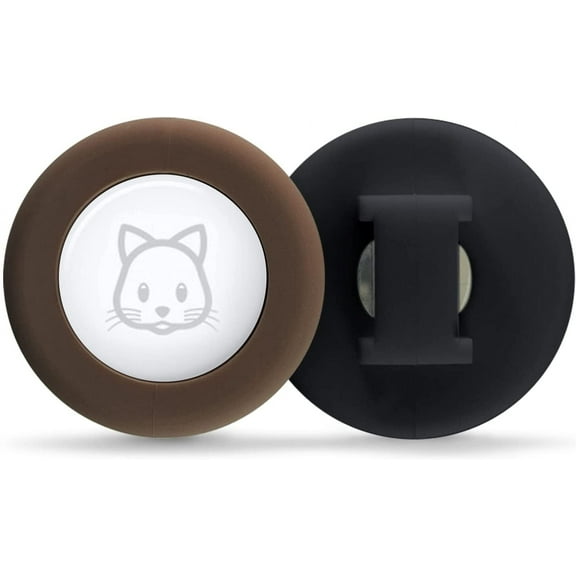 Sweet Baby Co. Airtag Cat Collar or Extra Small Dog Collar Holder 2 Pack, For Half Inch Collars for Small Pet, Compatible with Apple Air Tag, Waterproof GPS Tracker Case Kitten Cats Dogs (Brown/Black)