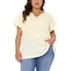 thumbnail image 1 of Blusas de verano casuales de talla grande para mujer Agnes Orinda, con textura, cuello en V con muesca y mangas con volantes, 2X color beige, 1 of 6