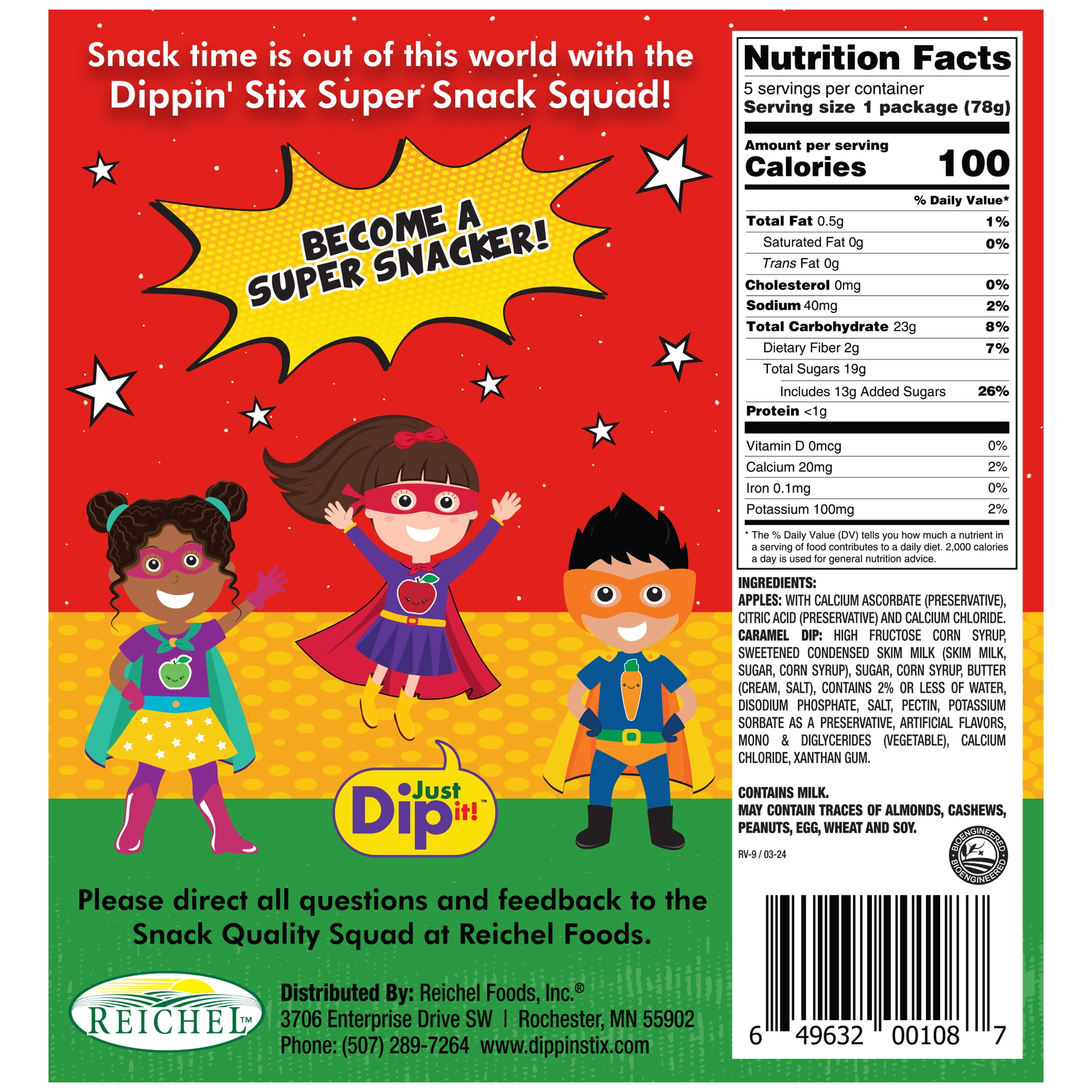 Dippin’ Stix Sliced Apples & Caramel, 2.75oz, 5 Count