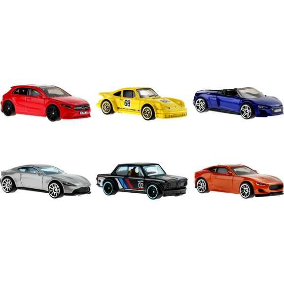 Hot Wheels European Car Culture Multipacks of 6 Toy Cars, Gift for Kids & Collectors