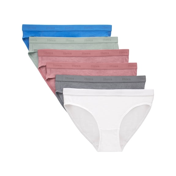 Hanes Originals Ultimate SuperSoft Girls' Bikini Underwear, 6-Pack Assorted 10
