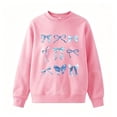 thumbnail image 6 of Gamivast Graphic Crewneck Sweatshirt for Girls Soft Long Sleeve Pullover with Assorted Bow Print Relaxed Fit Casual School Lounge Streetwear Daily Wear Top for Fall and Winter Pink 7-8Years, 6 of 6