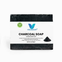 VECEDOR Charcoal Soap – Detoxifying Bar for Oily Acne-Prone Skin – Deep Cleansing, Exfoliating Brightening, 4oz
