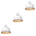 thumbnail image 4 of CHOK Cake Stand Dome Mini Lid Cover Wood Glass Plate Dessert Display Base Flat Round Server, 4 of 6