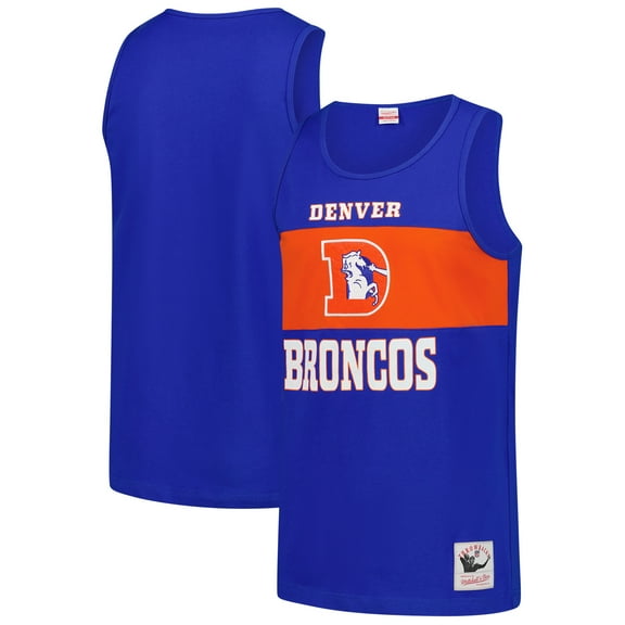 Men's Mitchell & Ness Royal Denver Broncos Retro Colorblock Tank Top