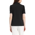 thumbnail image 3 of INSPIRE CHIC Button Down Shirt for Women's Collared Contrast Trim Puff Short Sleeve Blouse, 3 of 5