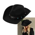 thumbnail image 2 of RUISINERY Vintage Felted Hat with And Gemstones Leather Belt Accent Western Hat for Men and Women, 2 of 7