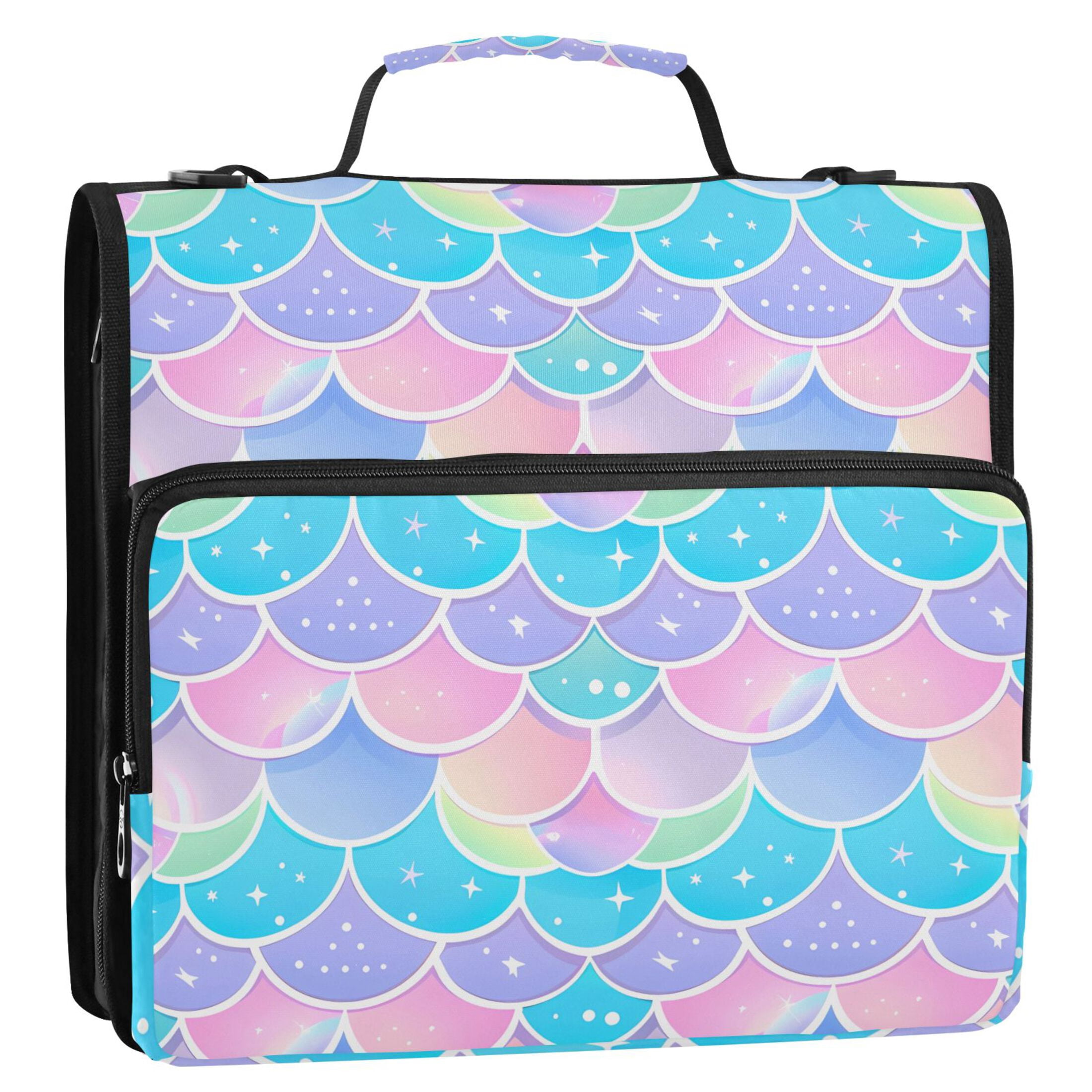 ALAZA Zipper Binder Mermaid Scales 3 Ring Trapper Keeper File Folder Organizer Bag