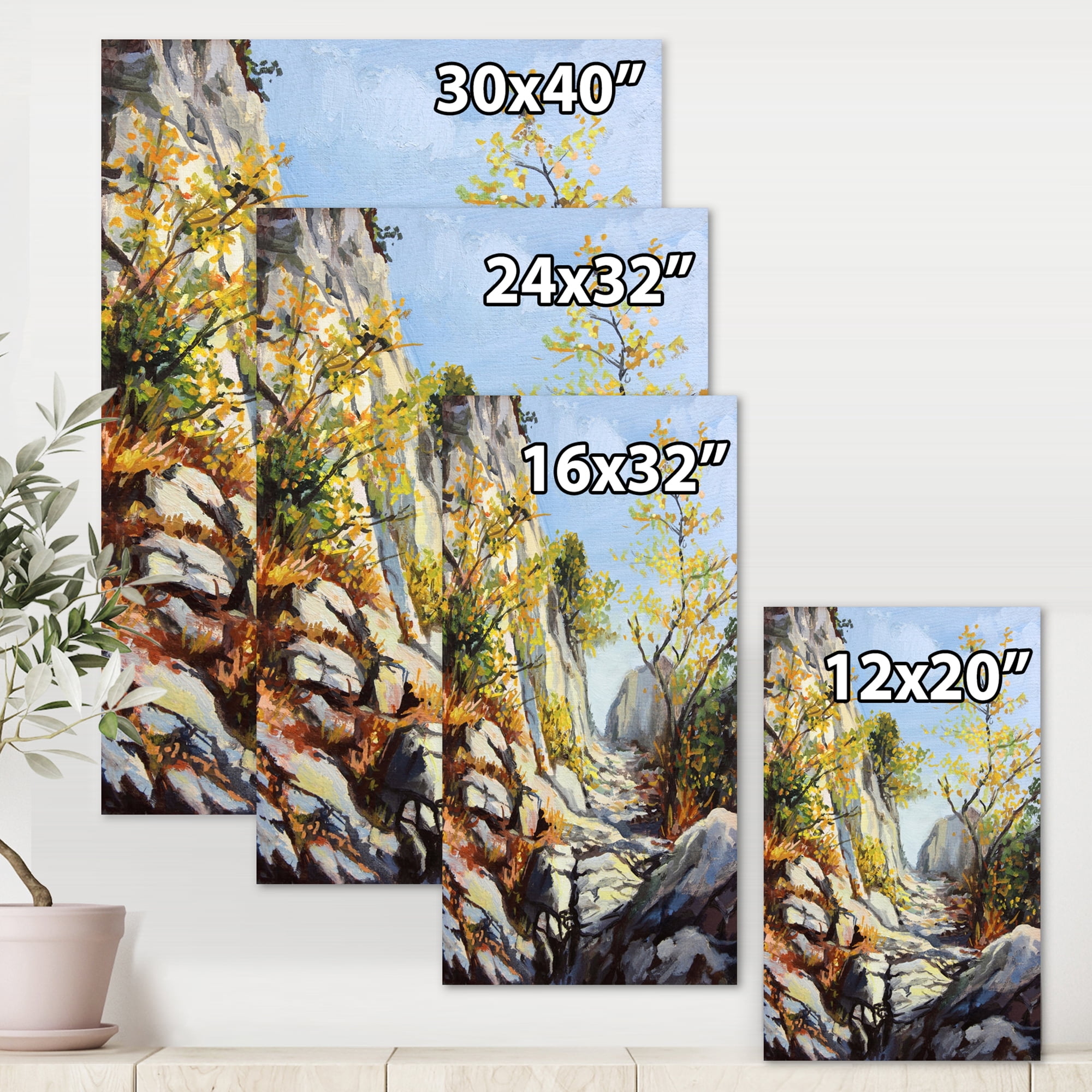 Designart ' Marble Path In Autumn Mountain ' Traditional Canvas Wall Art Print