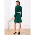 thumbnail image 5 of DARING DIVA Women's A-Line Long Sleeve Color Block Dress XL Dark Green, 5 of 6
