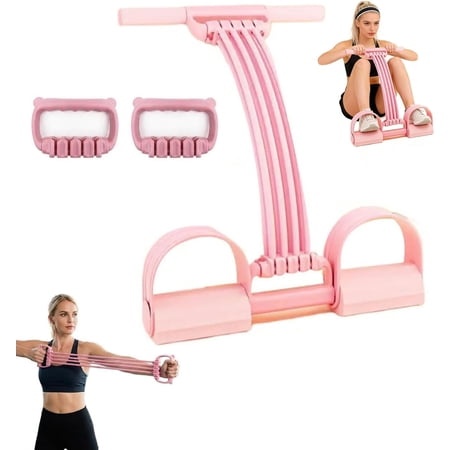 Multifunction Pedal Resistance Band Trainer,8-Tube Multifunction Tension Rope, Detachable Adjustable Foot Pedal for Strength Training, Pilates, Yoga, Ab Workouts