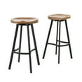 thumbnail image 5 of Contemporary Design Backless Wooden Saddle Bar Stool, 2PCS Simple Retro Wrought Iron Solid Wood Bar Stool For Kitchen Counter, 5 of 5