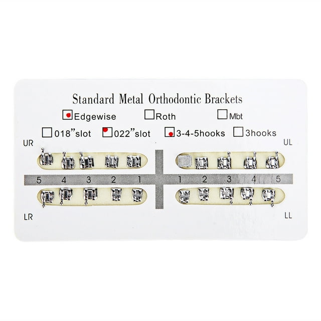 10 paquetes de brackets de ortodoncia de metal para dientes dentales, 022 ranuras, 345 ganchos (Edgewise)
