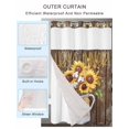 thumbnail image 2 of No Hook Cloth Fabric Shower Curtain with Snap in Liner, Summer Sunflowers Waterproof Shower Curtains Set with See Through Top Window, Blossoming Botanical Florals Wooden Bath Curtains Shower 72"x72", 2 of 6