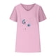 thumbnail image 3 of Camiseta de Manga Corta con Cuello en V con Impresión de Girasol, Algodón Casual Y Top de Cáñamo, 3 of 6