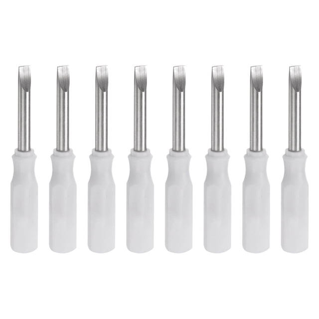 Uxcell 8Pcs SL3.0 Mini Destornillador Ranurado 3mm Cabeza Plana Magnética 45mm de Longitud para Reparaciones, Blanco
