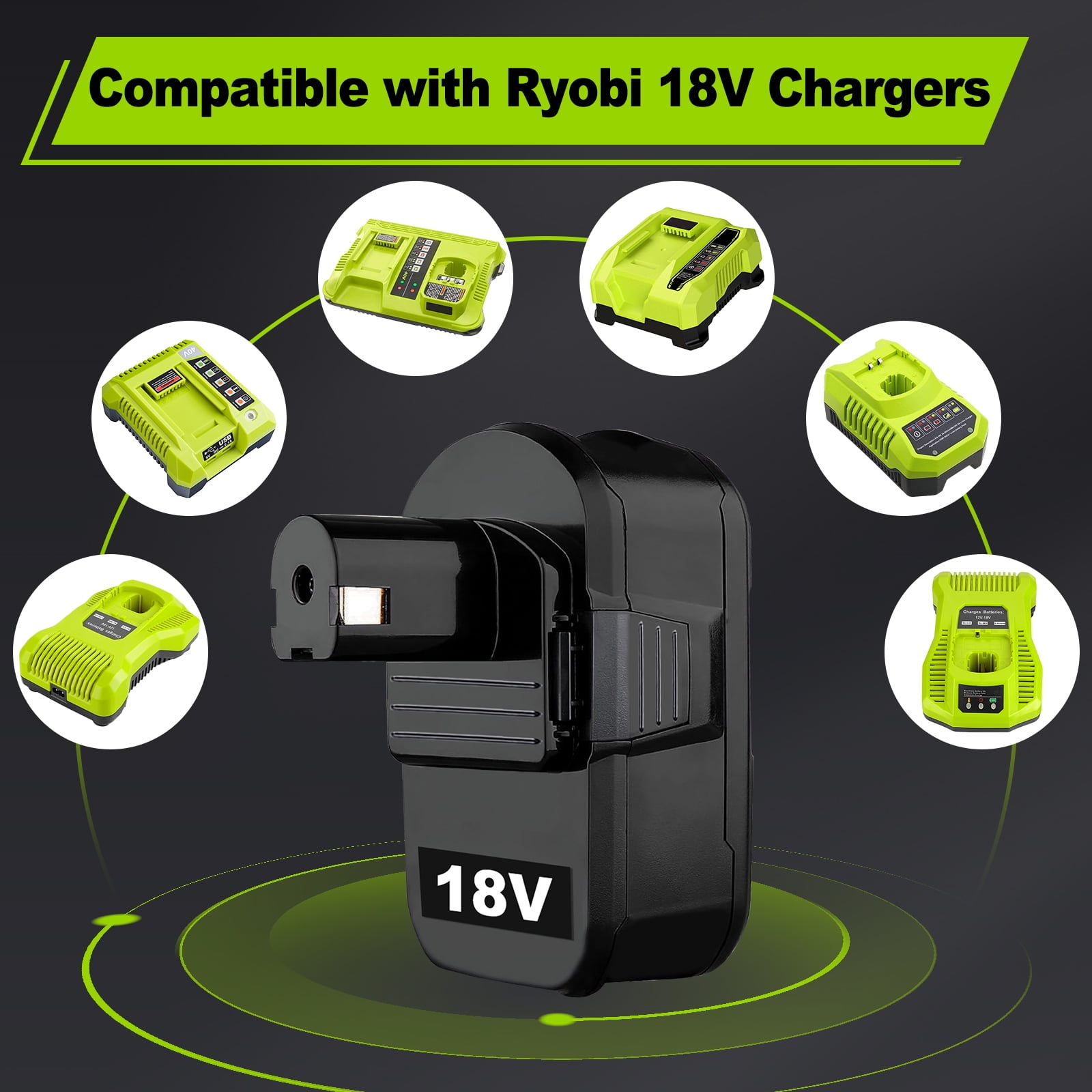 2 Pack 8000mAh Replacement for Ryobi 18V Battery Compatible with Ryobi Battery Fits for Ryobi Battery 18V Reliability&Outdoor Equipment P102 P103 P104 P105 P107 P108 P109 P190 P122