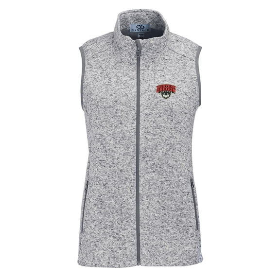 Women's Heather Gray Western Oregon Wolves Summit Fleece Full Zip Sweater Vest