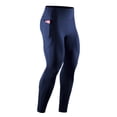 thumbnail image 2 of Men's Dry Fit Compression Baselayer Pants Running Tights Leggings with High Waist and Side Phone Pocket Navy S, 2 of 3