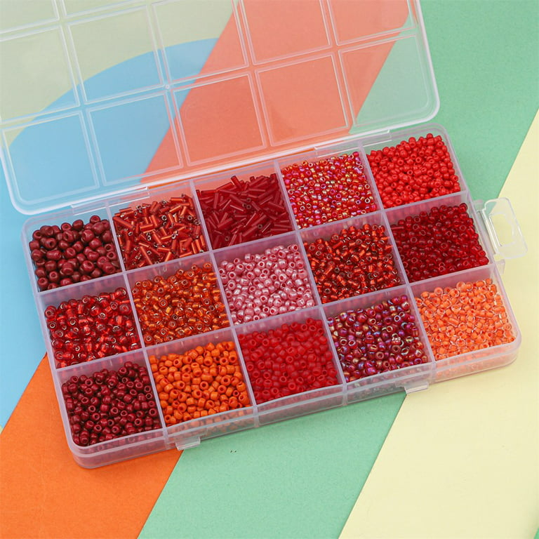 Feildoo Glass Seed Beads, Multi Colors Small Beads Kit Bracelet Beads with  15 Grids Plastic Storage Box for Jewelry Making, 2-4mm 