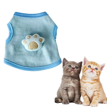 TELOLY Kitten Clothes Polyester Dog Costumes for 3.31-4.41 Lbs Kittens and Puppies Palm Cotton Breathable Cat Clothes Blue S