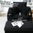 thumbnail image 2 of Aukfa Oversized Chaise Lounge Indoor Chair with 2 Cupholders, Storage Ottoman, 3 Pillows, Black, 2 of 9