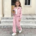 thumbnail image 3 of Stamzod Girls Clothes 2 Piece Outfits Casual Hooded Long Sleeve Zip Up Jackets and Cargo Pants Set Fall Girls' Clothing Sets Size 5-15 Pink 14-15Years, 3 of 8