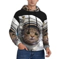 thumbnail image 2 of Wukai Cat Astronaut Print Men Hoodies Fleece Sweatshirts Long Sleeve Sweaters Pullover Fall Outfits Winter Clothes-Medium, 2 of 7
